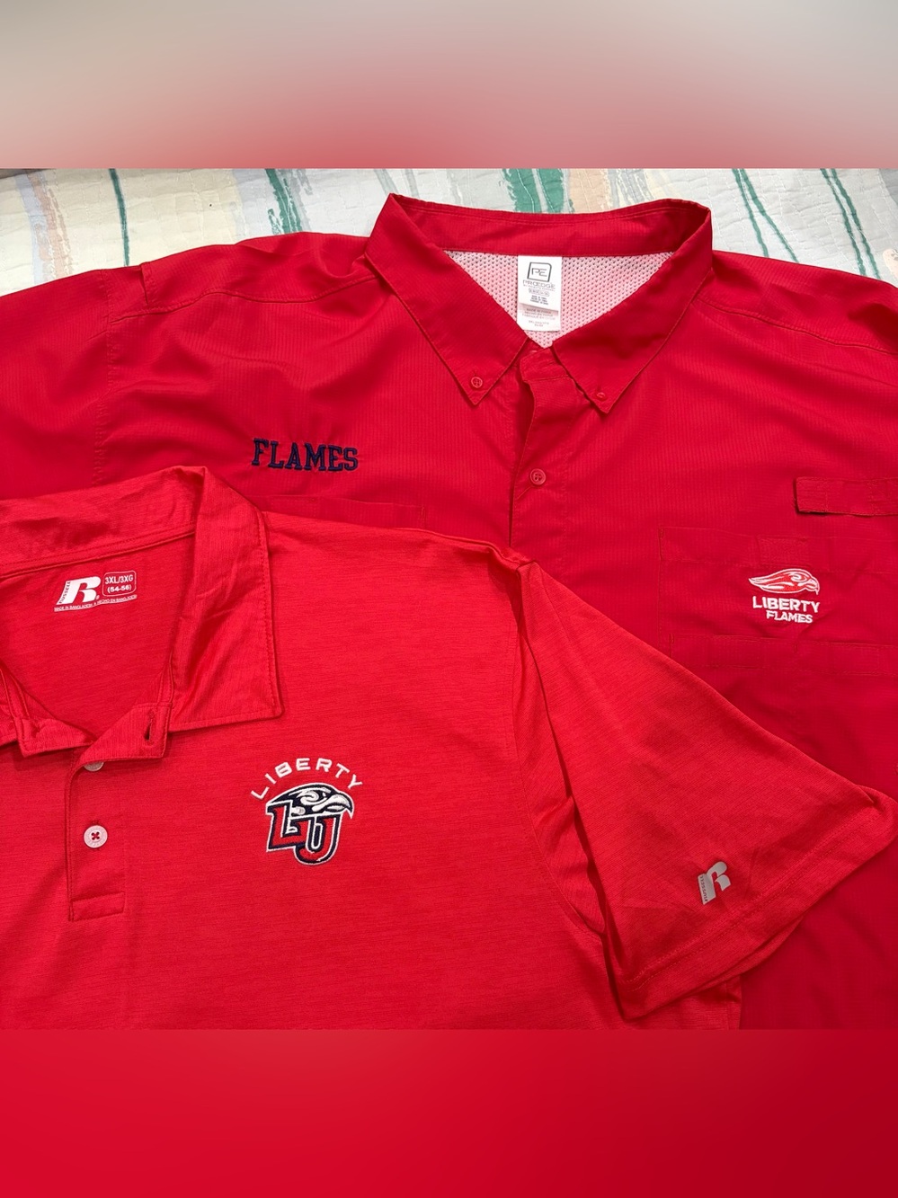 Liberty University Men’s XXXL Red Polo & Button Shirt {Lot of Two Shirts}